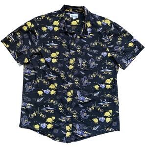 Abound Short Sleeve Shirt Men Sz L Black Yellow Rose of Texas Western Graphic